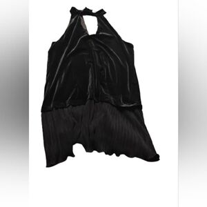 NWT Waverly Grey Velvet Marianna Halter Pleated Dropwaist Hem Dress Sz L